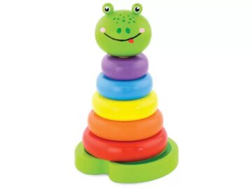 Lesena piramida žaba