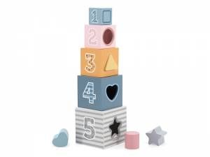 Lesena didaktična piramida s sortirnikom